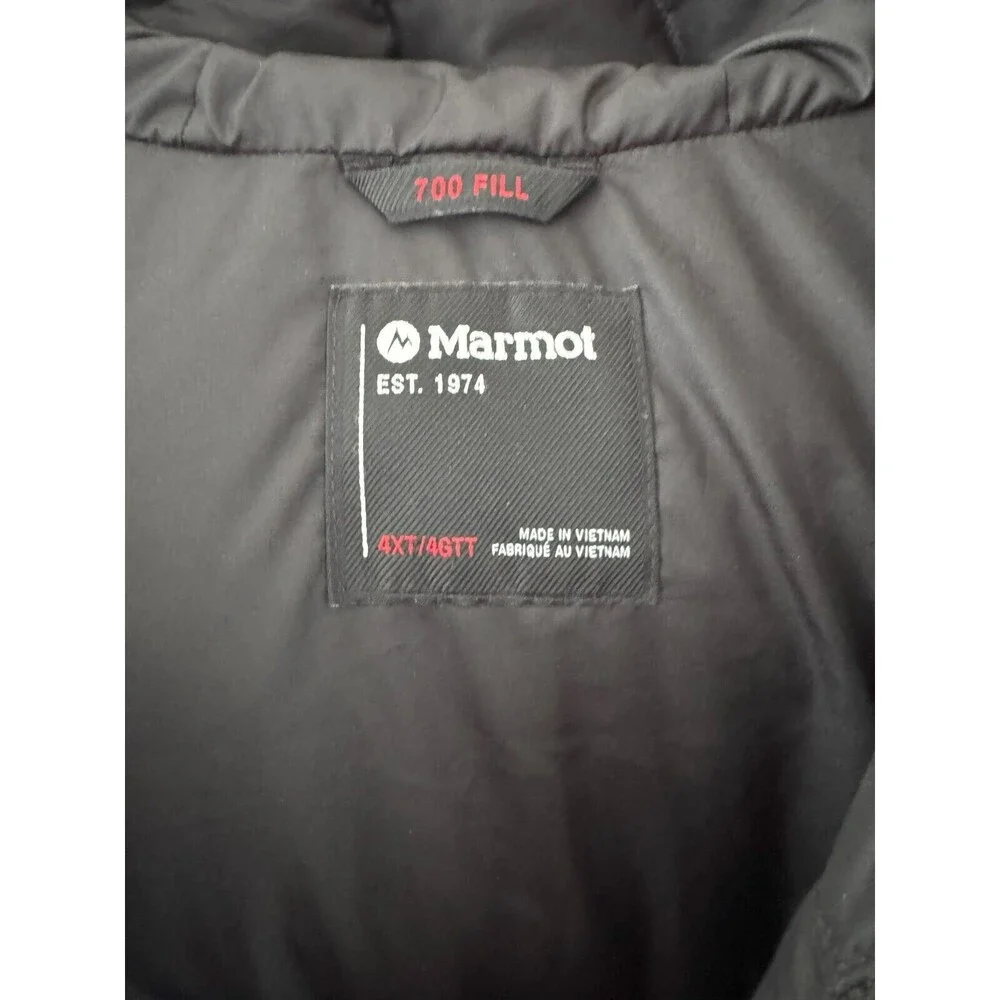 Marmot Mens 4XT Black Full Zip 700 Fill Winter Quilted Jacket Guides Down Hooded - Picture 4 of 8